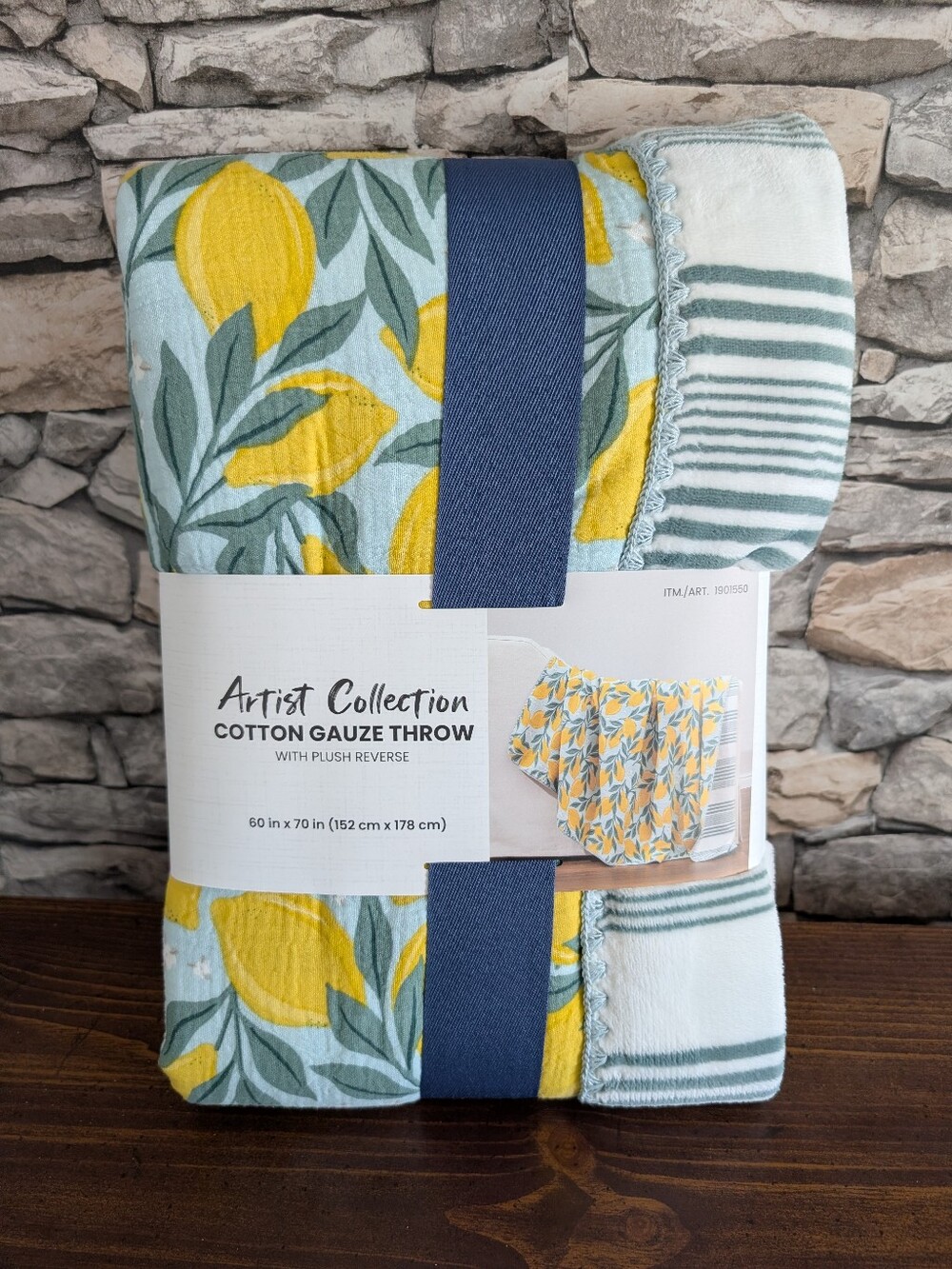 Lemon Cotton Gauze Throw - Yellow/Green 60x70
